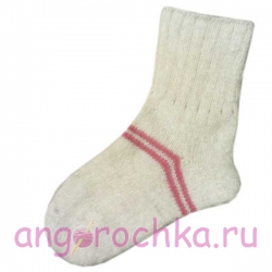 Женские шерстяные носки белые с розовыми полосами