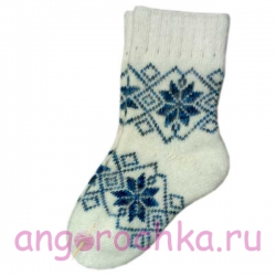 Женские теплые носки с узором "синие снежинки"